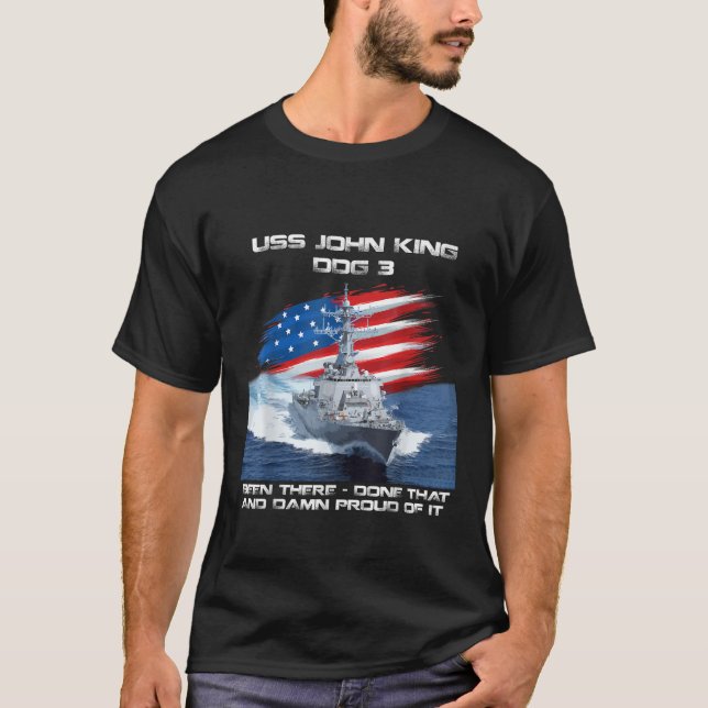 Camiseta USS John King DDG 3 Destroyer Ship USA Flag Vetera (Frente)