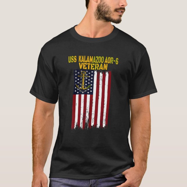 Camiseta USS Kalamazoo AOR 6 Replenamento Navio de Óleo (Frente)