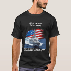 Camiseta USS Kidd DDG 993 Destroyer Ship USA Flag Veteran X