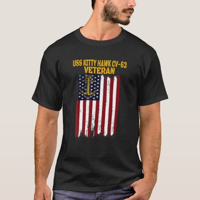 Camiseta USS Kitty Hawk CV-63 CVA-63 Aircraft Carrier Veter (Frente)