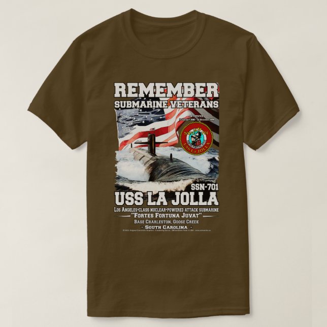Camiseta USS La Jolla SSN701 Veteranos Submarinos (Frente do Design)