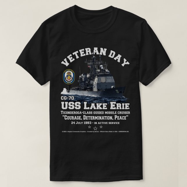 Camiseta USS Lake Erie CG70 Veteranos cruzadores (Frente do Design)