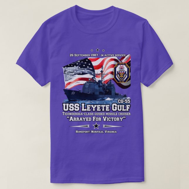 Camiseta USS Leyte Golfo CG55 (Frente do Design)