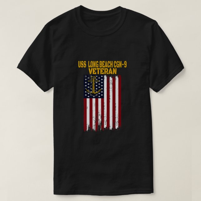 Camiseta USS Long Beach CGN-9 Cruiser Veteranos Dia do Pai (Frente do Design)