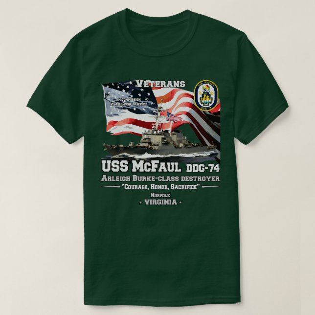 Camiseta USS McFaul Destroyer Veterans (Frente do Design)