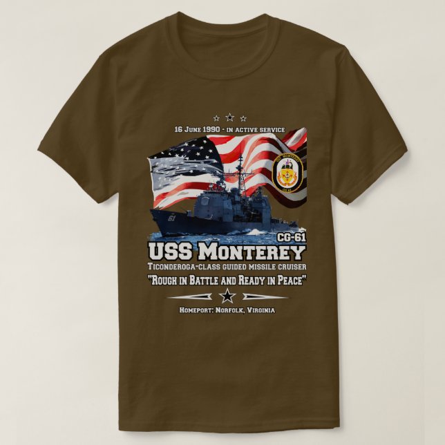 Camiseta USS Monterey CG61 Cruiser (Frente do Design)