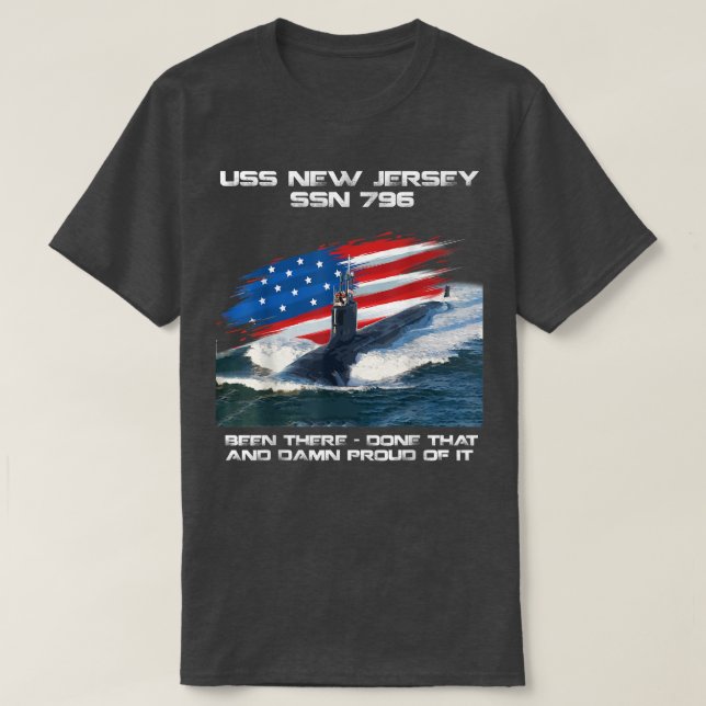 Camiseta USS New Jersey SSN796 American Flag Subsea Vete (Frente do Design)