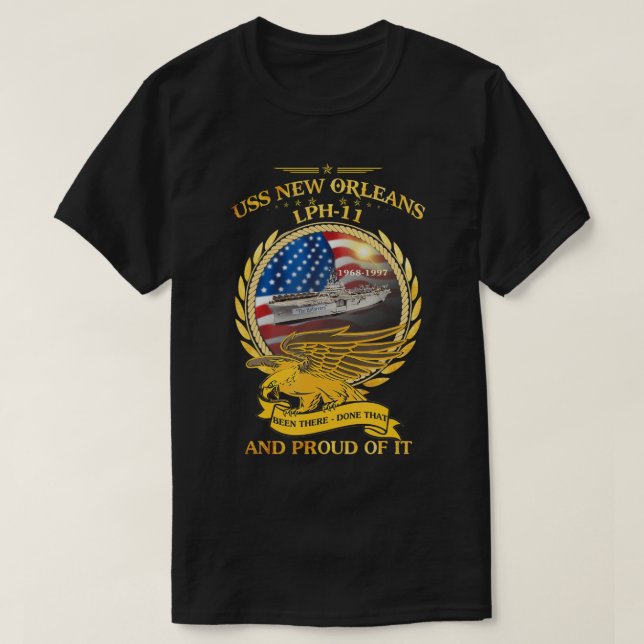 Camiseta USS New Orleans (LPH-11) 1968-1997 T-Shirt (Frente do Design)