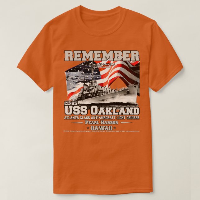 Camiseta USS Oakland CL95 veteranos de cruzeiro leve (Frente do Design)