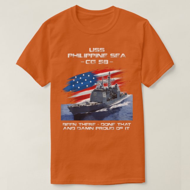 Camiseta USS Philippine Sea CG58 Classe Cruiser American Fl (Frente do Design)