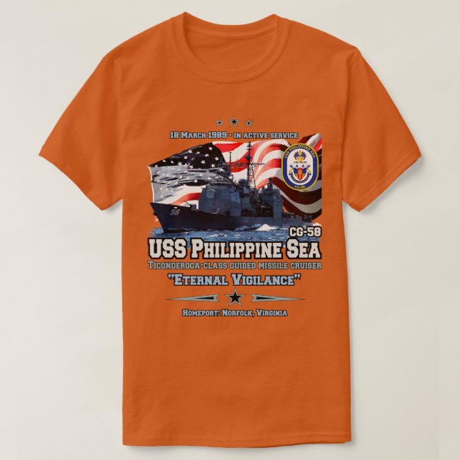 Camiseta USS Philippine Sea CG58 Cruiser (Frente do Design)