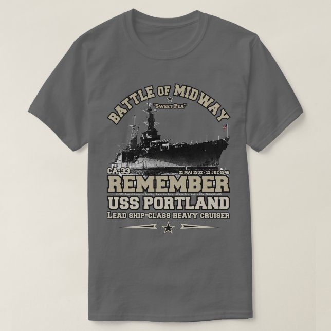 Camiseta USS Portland CA33 Heavy Cruiser marinho vetrans (Frente do Design)