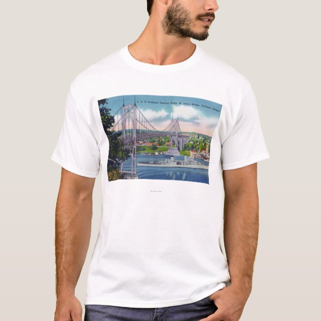 Camiseta USS Portland que passa sob a ponte de St John (Frente)