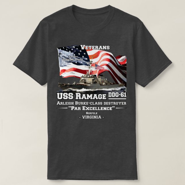 Camiseta USS Ramage DDG61 Destroyer (Frente do Design)