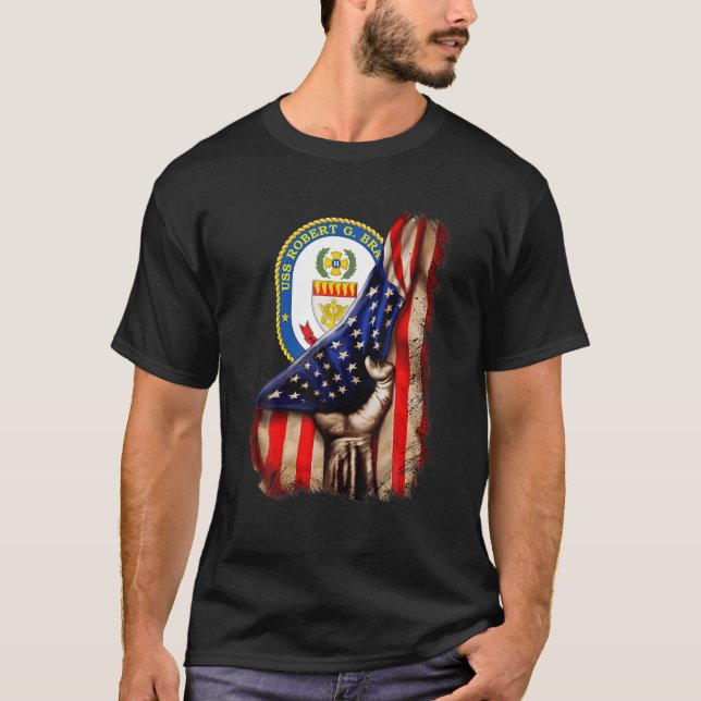 Camiseta USS Robert G. Bradley FFG-49 American Flag (Frente)