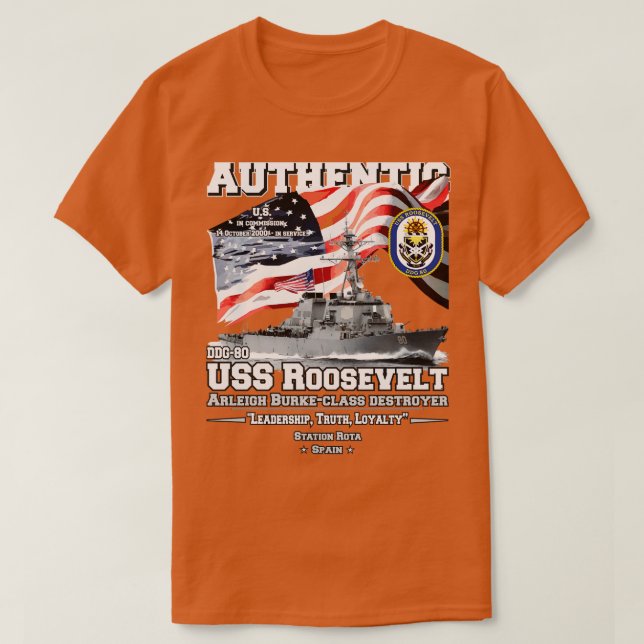 Camiseta USS Roosevelt DDG80 Destroyer (Frente do Design)