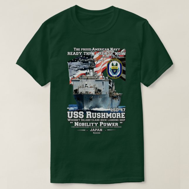 Camiseta USS Rushmore LSD47 Entrega do Marinho (Frente do Design)