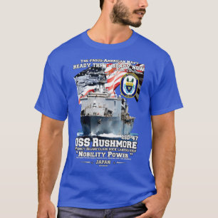 Camiseta USS Rushmore LSD47 marinho pouso navio