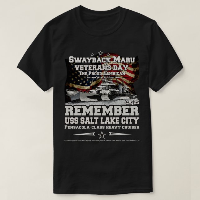 Camiseta USS Salt Lake City CA25 US Heavy cruziser (Frente do Design)