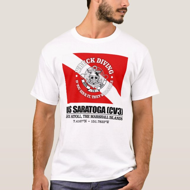 Camiseta USS Saratoga (CV3) (mergulho em naufrágio) (Frente)