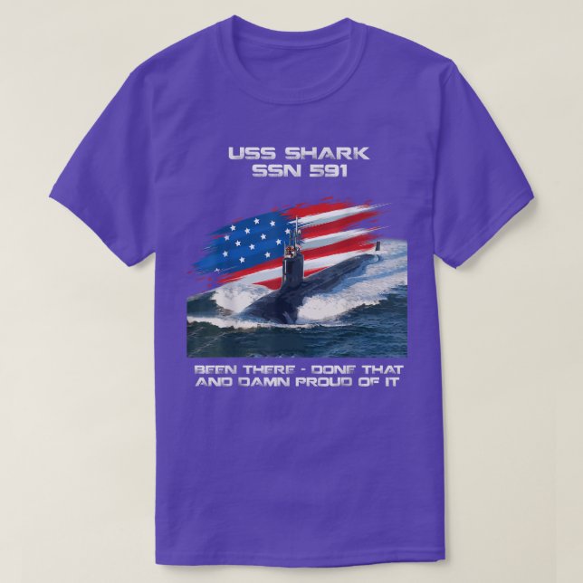 Camiseta USS Shark SSN591 American Flag Submarino Veteran X (Frente do Design)