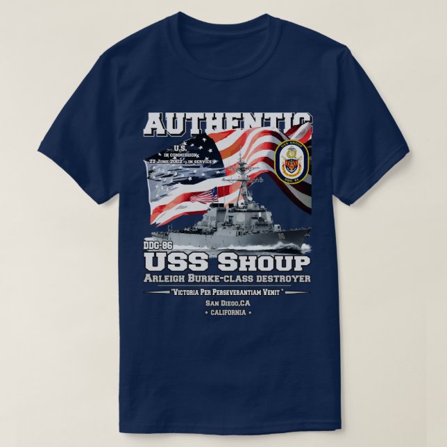 Camiseta USS Shoup DDG86 Destroyer (Frente do Design)
