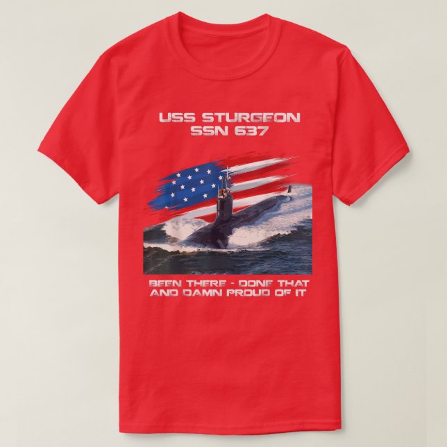Camiseta USS Sturgeon SSN637 American Flag Subsea Vetera (Frente do Design)