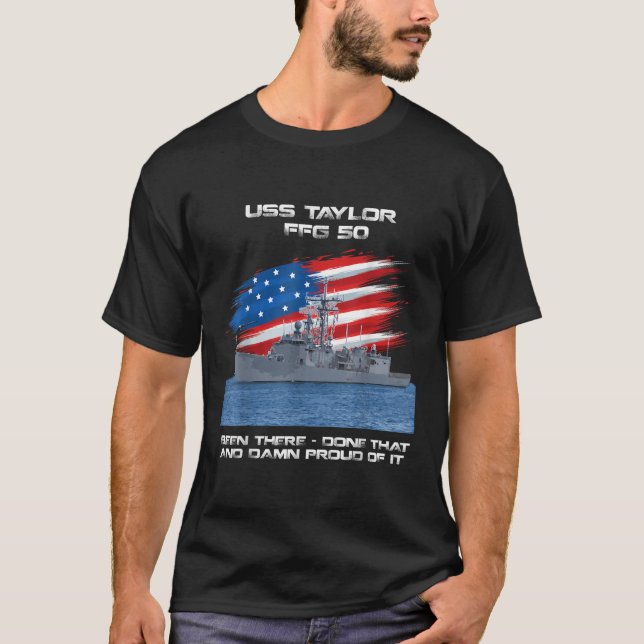 Camiseta USS Taylor FFG 50 Classe Frigate American Flag Vet (Frente)