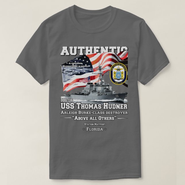 Camiseta USS Thomas Hudner DDG116 destruidor (Frente do Design)