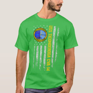 Camiseta USS Ticonpeta CVA14 American Flag