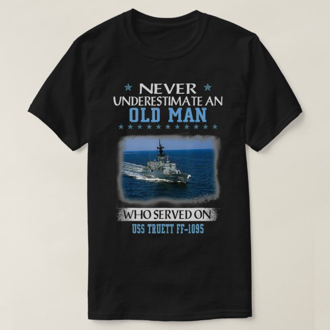 Camiseta USS Truett F1095 Veteranos Dia Pai Presente (Frente do Design)