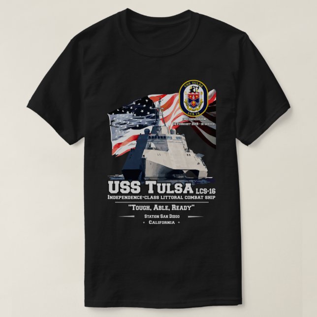 Camiseta USS Tulsa LCS16 Combate litoral de Independência (Frente do Design)