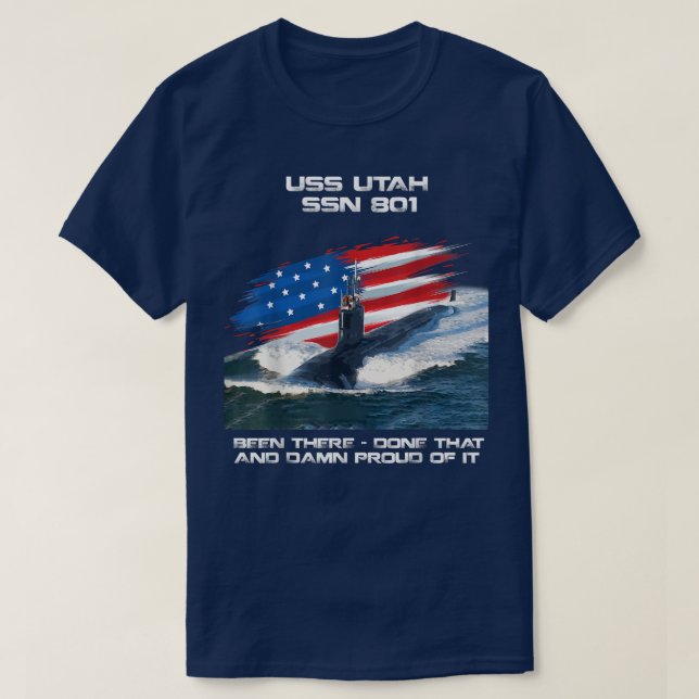 Camiseta USS Utah SSN801 American Flag Subsea Veteran Xm (Frente do Design)