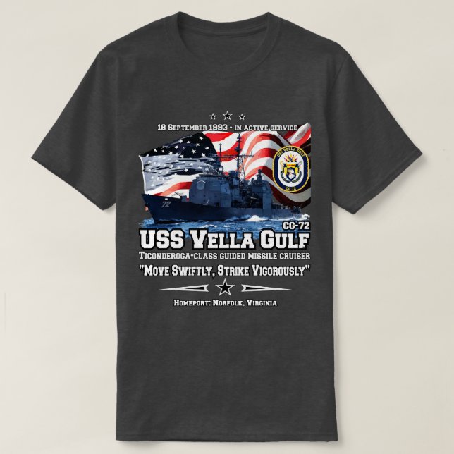 Camiseta USS Vella Golfo CG72 Cruiser (Frente do Design)