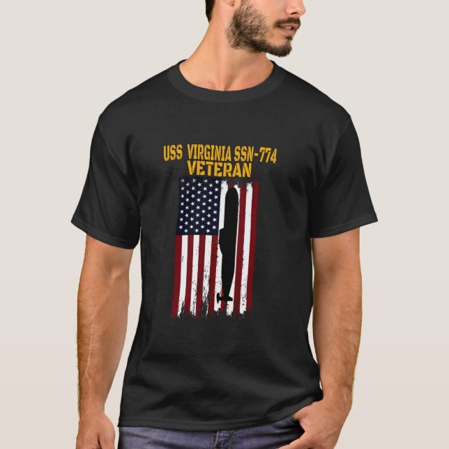 Camiseta USS Virginia SSN 774 Submarino Veteranos Dia Pai (Frente)