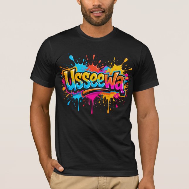 Camiseta Usseewa – Conceito de Atitude Neon Caótico (Frente)