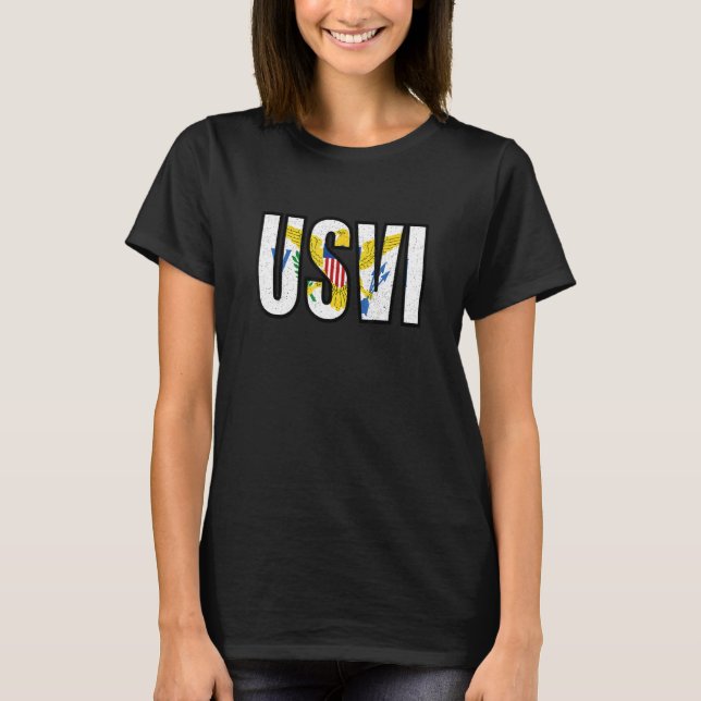 Camiseta USVI Flag Orgulhoso Ilhas Virgens dos Estados Unid (Frente)