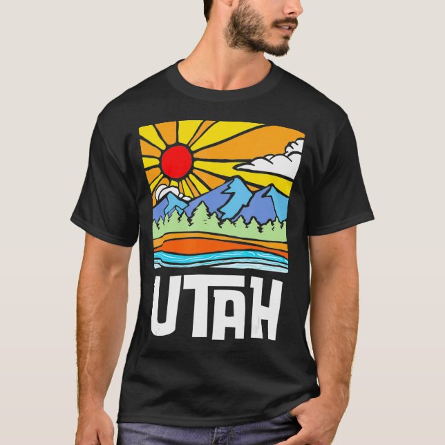 Camiseta Utah Artística Monta Gráfico Vintage (Frente)