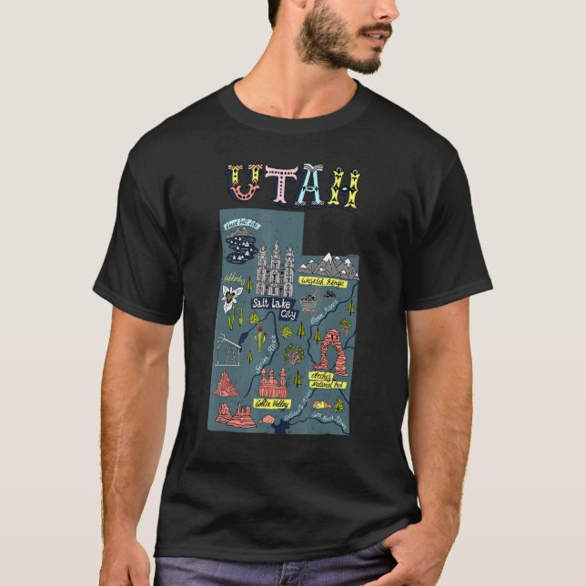 Camiseta Utah Beehive State National Parks Mighty 5 Map Tee (Frente)