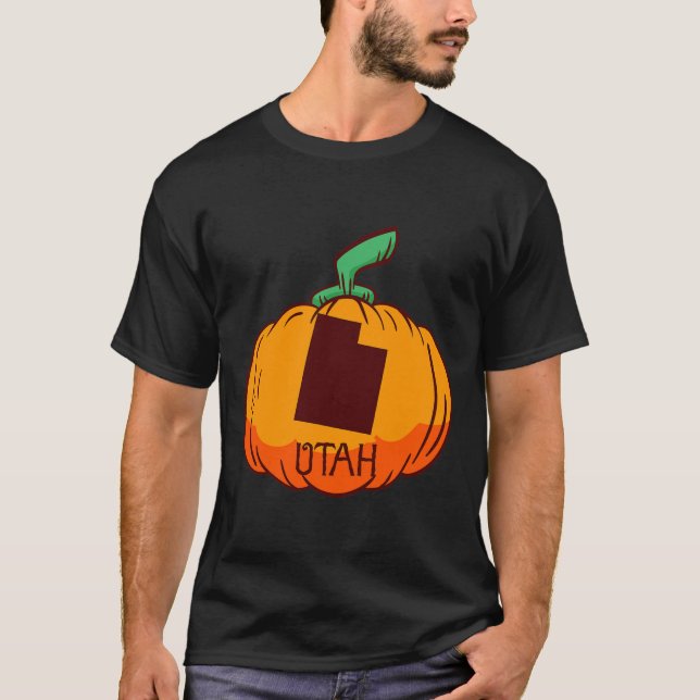 Camiseta Utah EUA Pumpkin Halloween Art Design Call Se (Frente)
