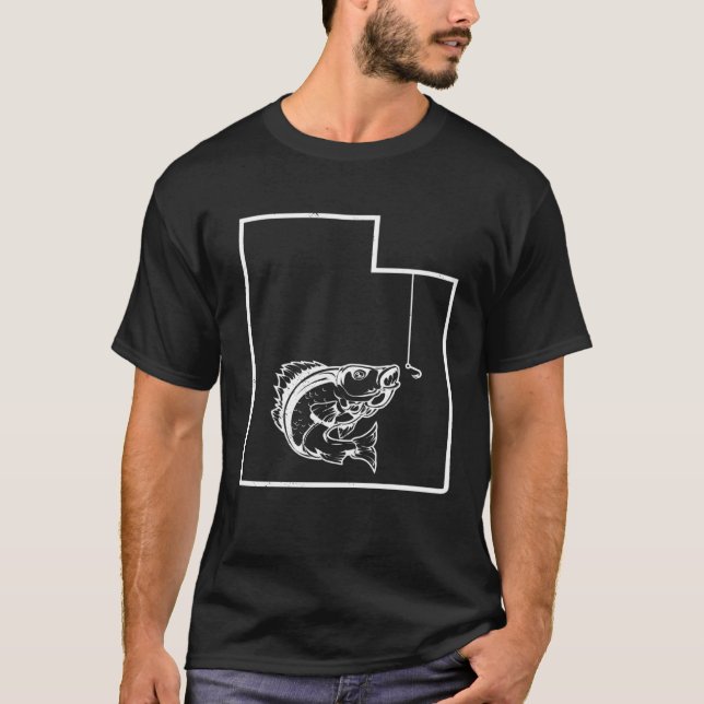 Camiseta Utah Map State Walleye Pesca Peixe Legal Pai (Frente)