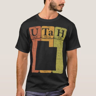 Camiseta Utah Periódicos Elementos de Mesa Estado Do Mapa D