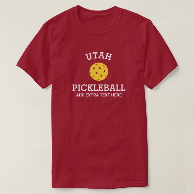 Camiseta Utah Pickleball Add Club, Personalizado Nome do Pa (Frente do Design)