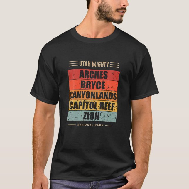Camiseta Utah poderoso 5 Parques Nacionais Viagens vintage  (Frente)