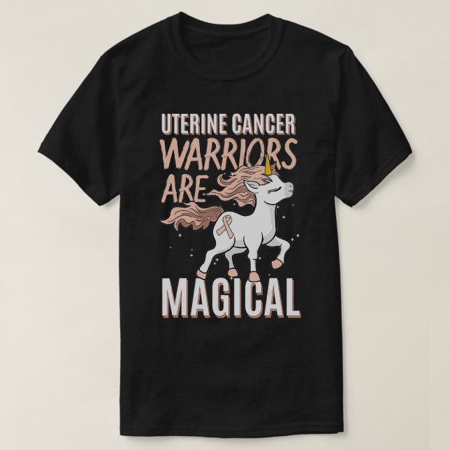 Camiseta Uterine Cancer Awarting Womb Endometrial Unicorn (Frente do Design)