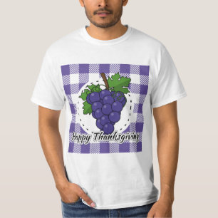 Camiseta Uva na Xadrez Violeta - Feliz Ação de Graças