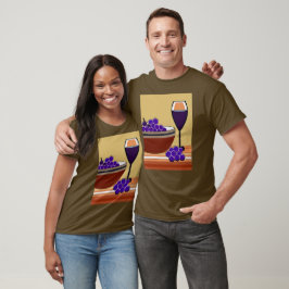 Camiseta Uvas e vinho em Maroon e Tan