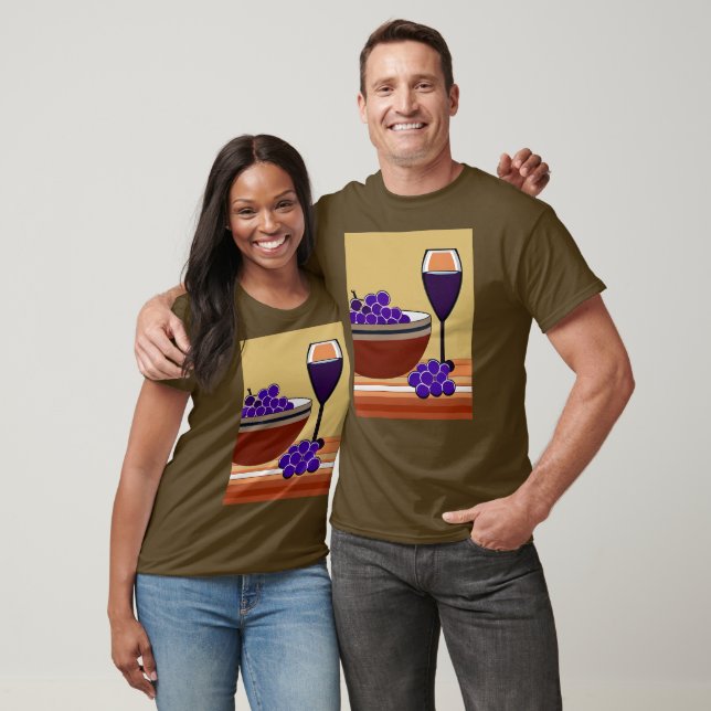 Camiseta Uvas e vinho em Maroon e Tan (Unissex)