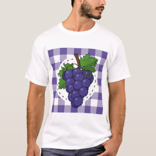 Camiseta Uvas em Xadrez violeta branca
