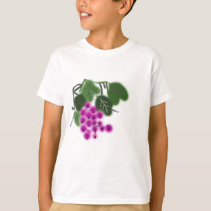 Camiseta uvas roxas e folhas verdes